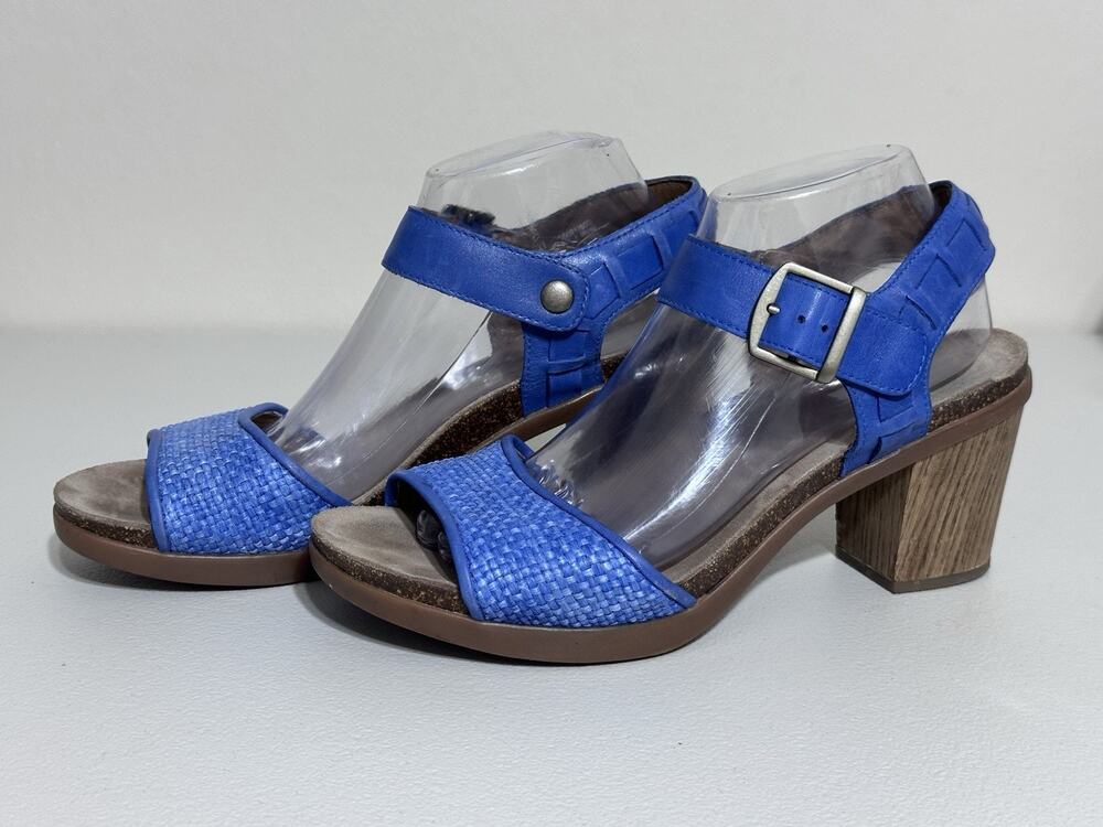 Dansko Debby Blue Woven Leather Block Heel Comfort Sandal EU 41 US 10.5-11